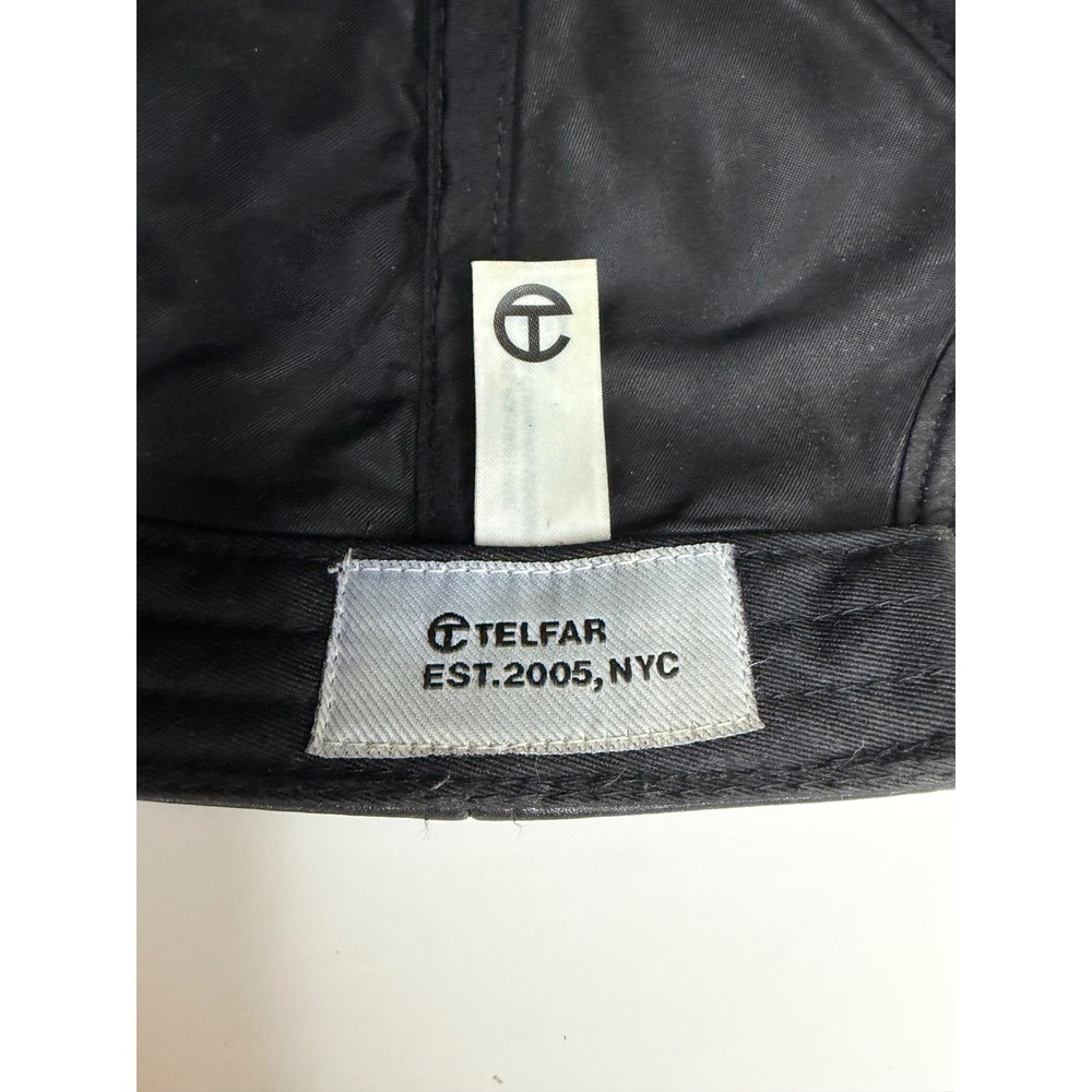 Telfar Logo Embossed Hat Black Vegan Faux Leather Adjustable Hat Baseball Cap - Picture 3 of 9